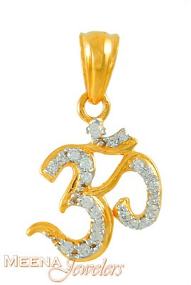22k Gold OM pendant with Star Signity ( Om Pendants )