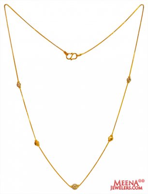 22K Gold Two Tone Delicate Chain  ( 22Kt Gold Fancy Chains )