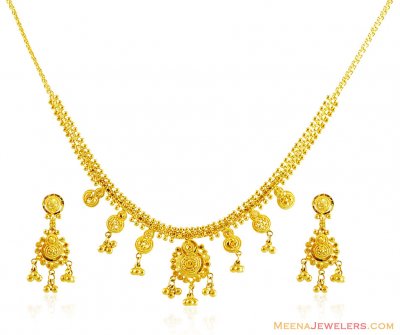 22k Indian Necklace Set Fancy ( Light Sets )