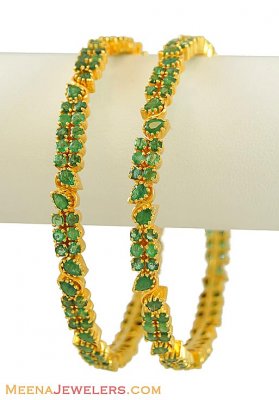 Emerald Bangles (22K Gold) ( Precious Stone Bangles )