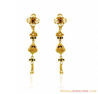 22k  Meena Jhumki Earrings ( 22Kt Gold Fancy Earrings )