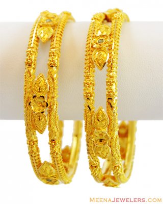 Gold Bangles 22K (Pair) - BaGo13799 - Gold Indian hand made fancy ...