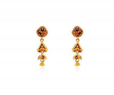 22K Indian Meenakari Earrings ( 22 Kt Gold Tops )