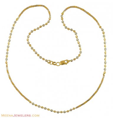 Gold Two Tone Chain (22K) - ChPl10483 - 22k Gold ball chains with ...