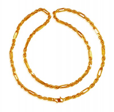22K Gold Cartier Rope Chain 20In ( Men`s Gold Chains )