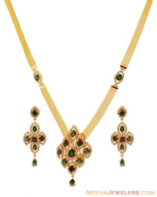 Diamond Emerald Detachable Necklace Set ( Diamond Necklace Sets )