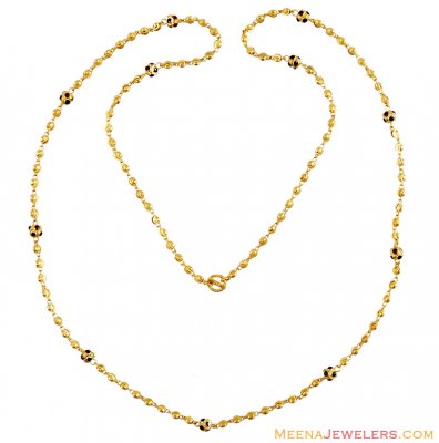 Ladies Gold Balls with Meena Chain  ( 22Kt Long Chains (Ladies) )
