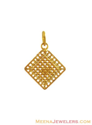 21K Gold Filigree Diamond Shape Pendant ( Fancy Pendants )