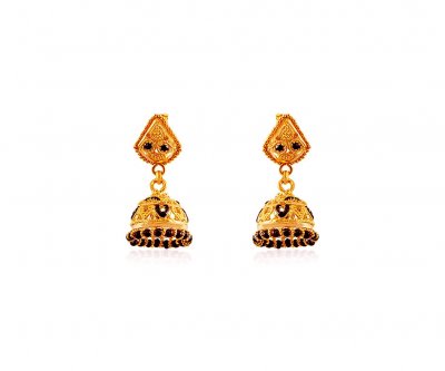 Exquisite Meenakari Jhumki Earrings ( 22Kt Gold Fancy Earrings )