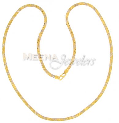 22 Kt Gold Two Tone Chain ( Plain Gold Chains )