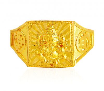 22k Gold Ganesha Mens Ring ( Religious Rings )