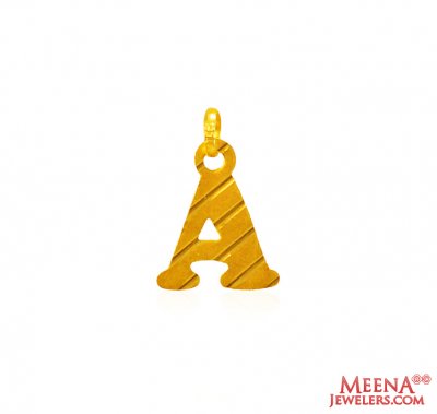 22Kt Gold Inital Pendant (A) ( Initial Pendants )
