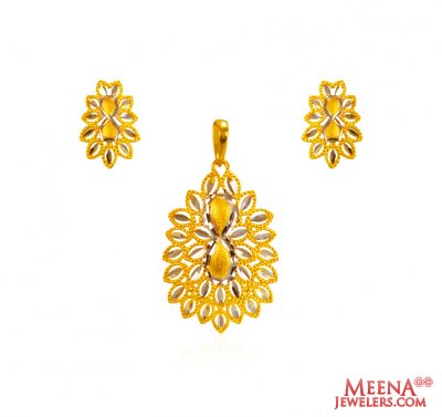 22Kt Gold Fancy TwoTone Pendant Set ( Fancy Pendant Set )