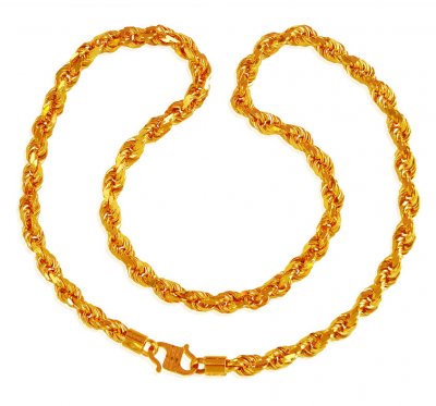 22 Karat Gold Rope Chain (CUSTOM ORDER) ( Men`s Gold Chains )