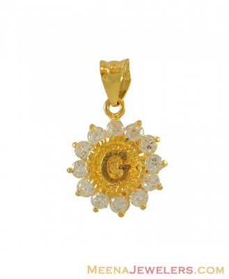 CZ Pendant with Initial(G) ( Initial Pendants )
