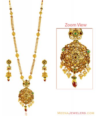 Antique Bridal Patta Haar 22k Gold  ( Bridal Necklace Sets )