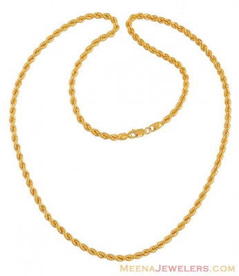 Gold Rope Chain (22 Inch) ( Plain Gold Chains )