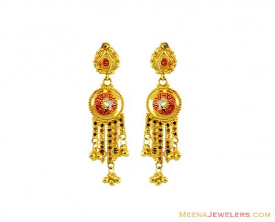 22Kt Gold Tricolor Earrings ( 22Kt Gold Fancy Earrings )