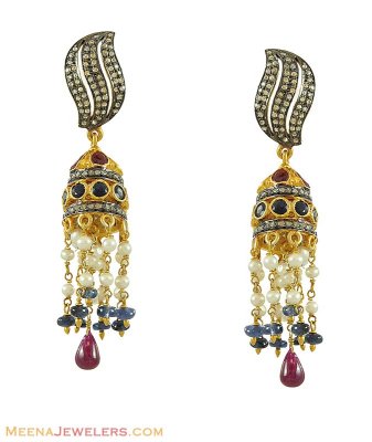 Chandelier Polki Earrings ( Diamond Victorian Jewelry )