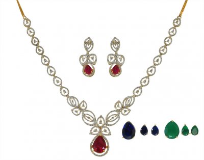 18Karat Gold Diamond Necklace Set ( Diamond Necklace Sets )