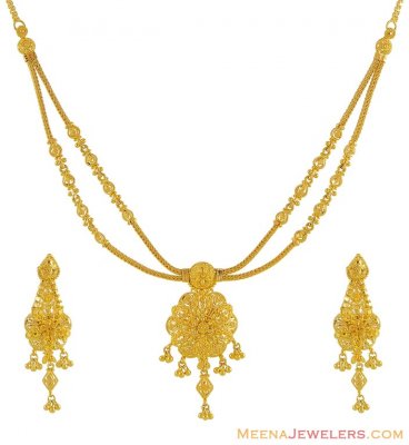 Fancy Necklace Earring Set(22k) ( 22 Kt Gold Sets )