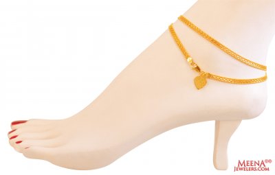 22Kt Gold Fancy Anklets (2 Pc) ( Gold Anklets )