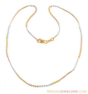 Gold Three tone Ball Chain ( 22Kt Gold Fancy Chains )