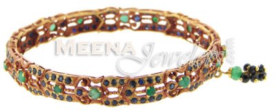 22k Gold Bangles With Sapphires And Emeralds ( Precious Stone Bangles )