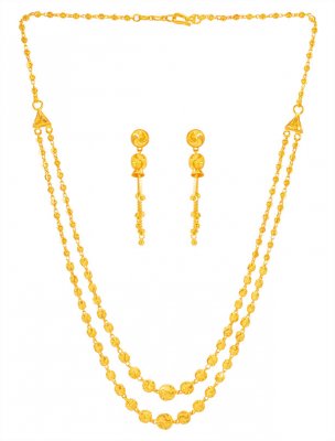 22 Karat Gold Layered Necklace Set ( 22 Kt Gold Sets )