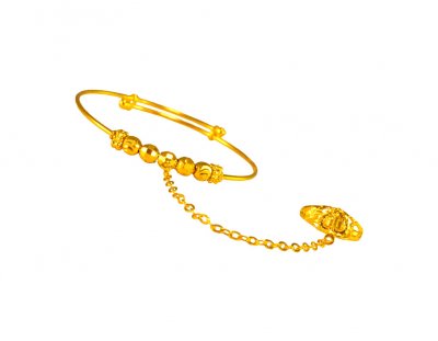 22Kt Gold Kids Kada with Ring ( Baby Bangles )