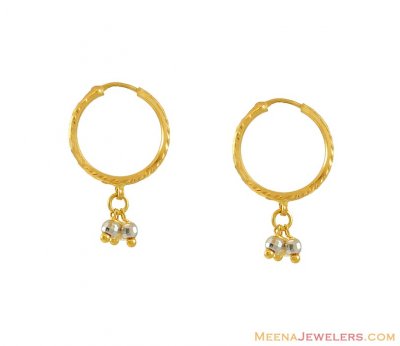 22k 2 Tone Baby Hoops - ErHp8355 - 22k gold baby bali with hanging ...