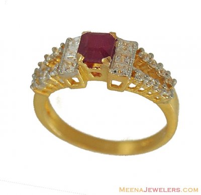 Indian Fancy Ring (22 Karat) ( Ladies Rings with Precious Stones )