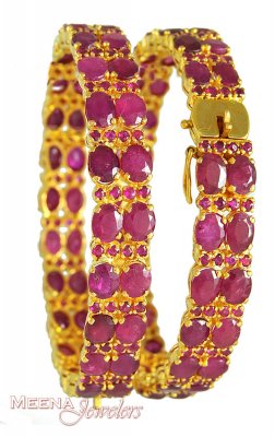 22Kt Gold Bangles with Ruby ( Precious Stone Bangles )