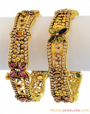 22K Antique Gold bangles ( Antique Bangles )