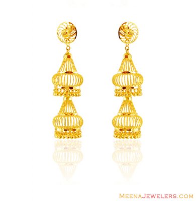 22K Gold Chandelier Earrings ( 22Kt Gold Fancy Earrings )