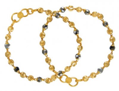 Gold Bracelet with Crystals ( Black Bead Bracelets )
