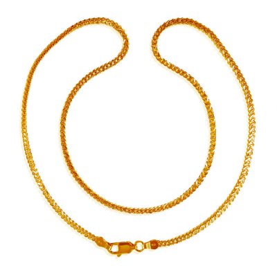 22kt Gold Two Tone Chain (16 Inc) ( Plain Gold Chains )