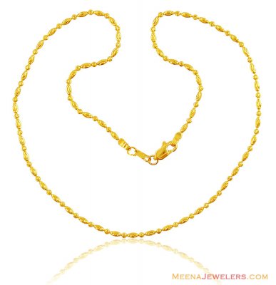 Indian Gold Rice balls 22K Chain ( 22Kt Gold Fancy Chains )