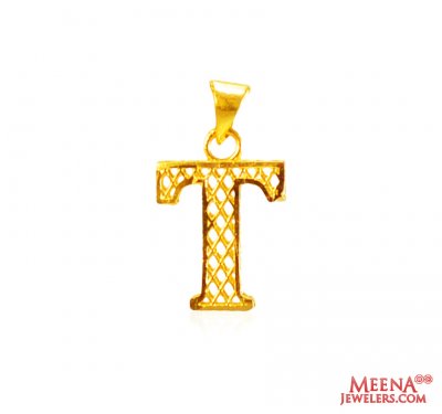 22Kt Gold Initial Pendant (T) ( Initial Pendants )