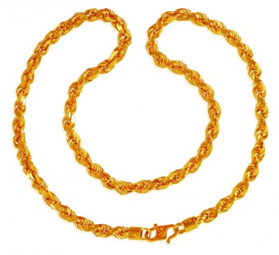 22 Karat Gold Rope Chain (22 Inch) ( Men`s Gold Chains )