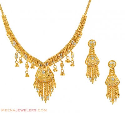 Necklace Set With Two Tone ( 22 Kt Gold Sets )