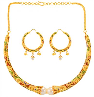 22Karat Gold  Pipe Necklace Set ( Gold Designer Sets )