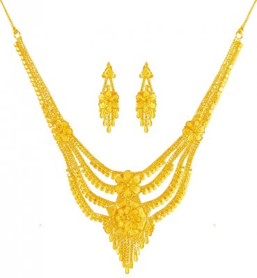 22Kt Gold Necklace And Earring Set ( 22 Kt Gold Sets )