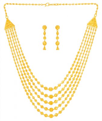 22K Gold Layered Necklace Set ( 22 Kt Gold Sets )