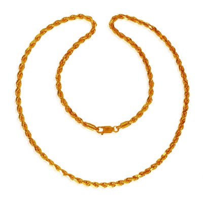 22 Karat Gold Rope Chain (24 Inch) ( Men`s Gold Chains )