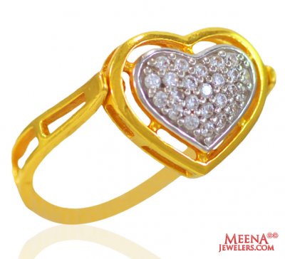 22K Gold Fancy Heart Ring ( Ladies Signity Rings )