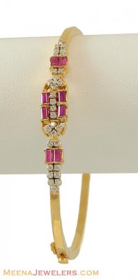 Gold Bracelet With Diamond And Ruby ( Diamond Bracelets )