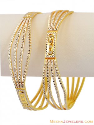 22k Fancy Rhodium Bangles(1 Pc ONLY) ( Two Tone Bangles )