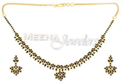 22 Kt Gold Sapphire Set ( Sapphire Necklace Sets )
