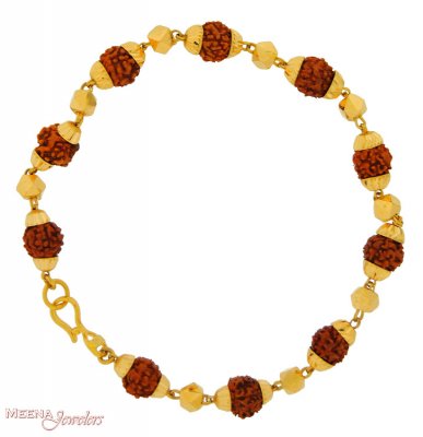 Gold Bracelets with Rudraksha ( Men`s Bracelets )